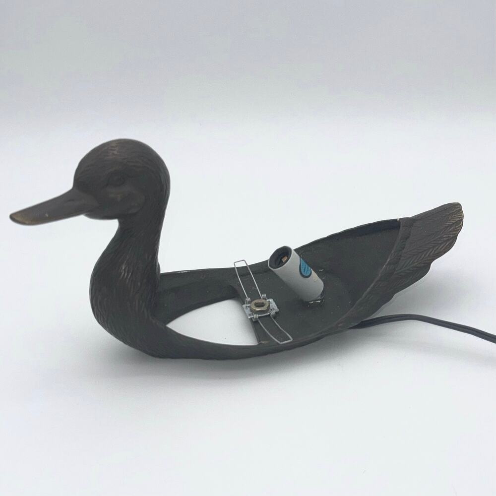 VTG Cast Iron Mallard Duck Night Light Lamp Base Rustic Cabin Farmhouse Decor